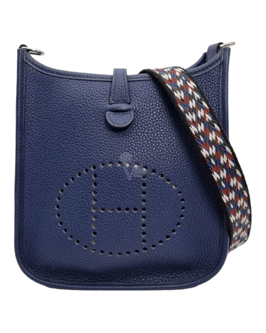 Hermes Mini Evelyn Clemence Blue #Y 2020 Size 16x5x18