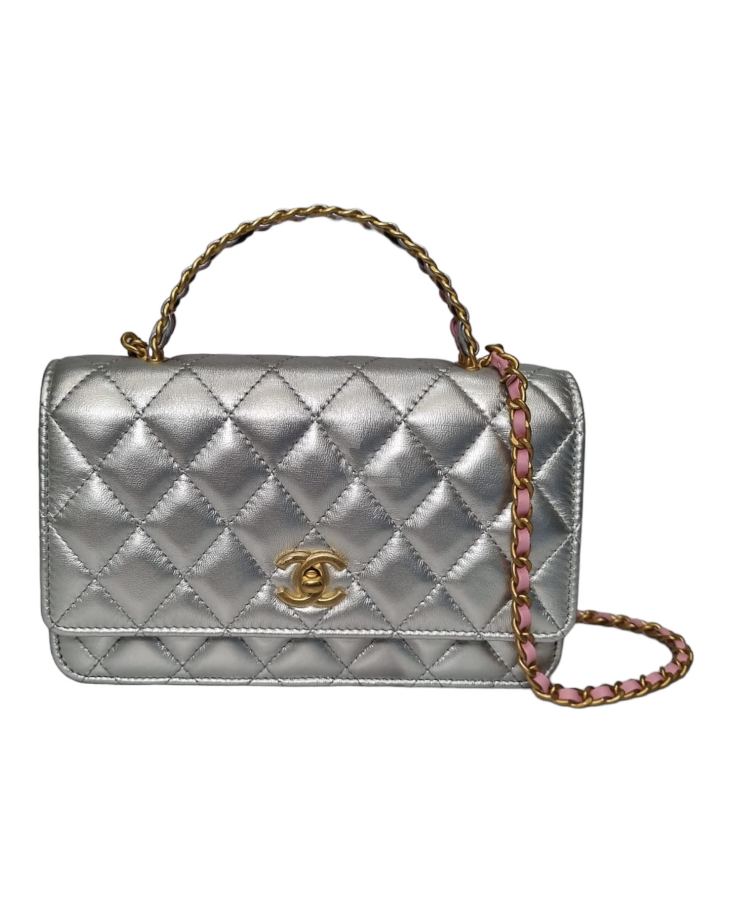 Chanel O-Mini Lambskin Silver CHIP KAEKL 1HE