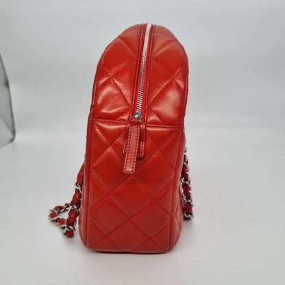 Chanel Camera Bowling Lamb Red Coral SHW #15