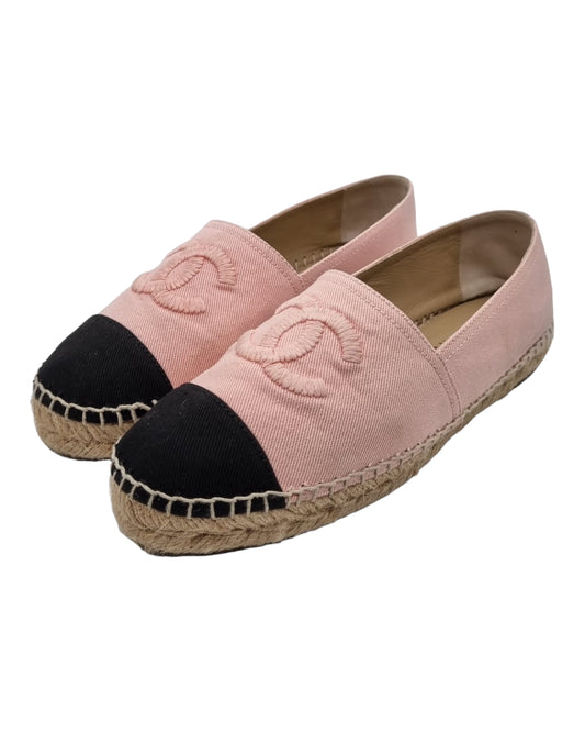 Chanel Espadrilles Pink Black Size 39/25