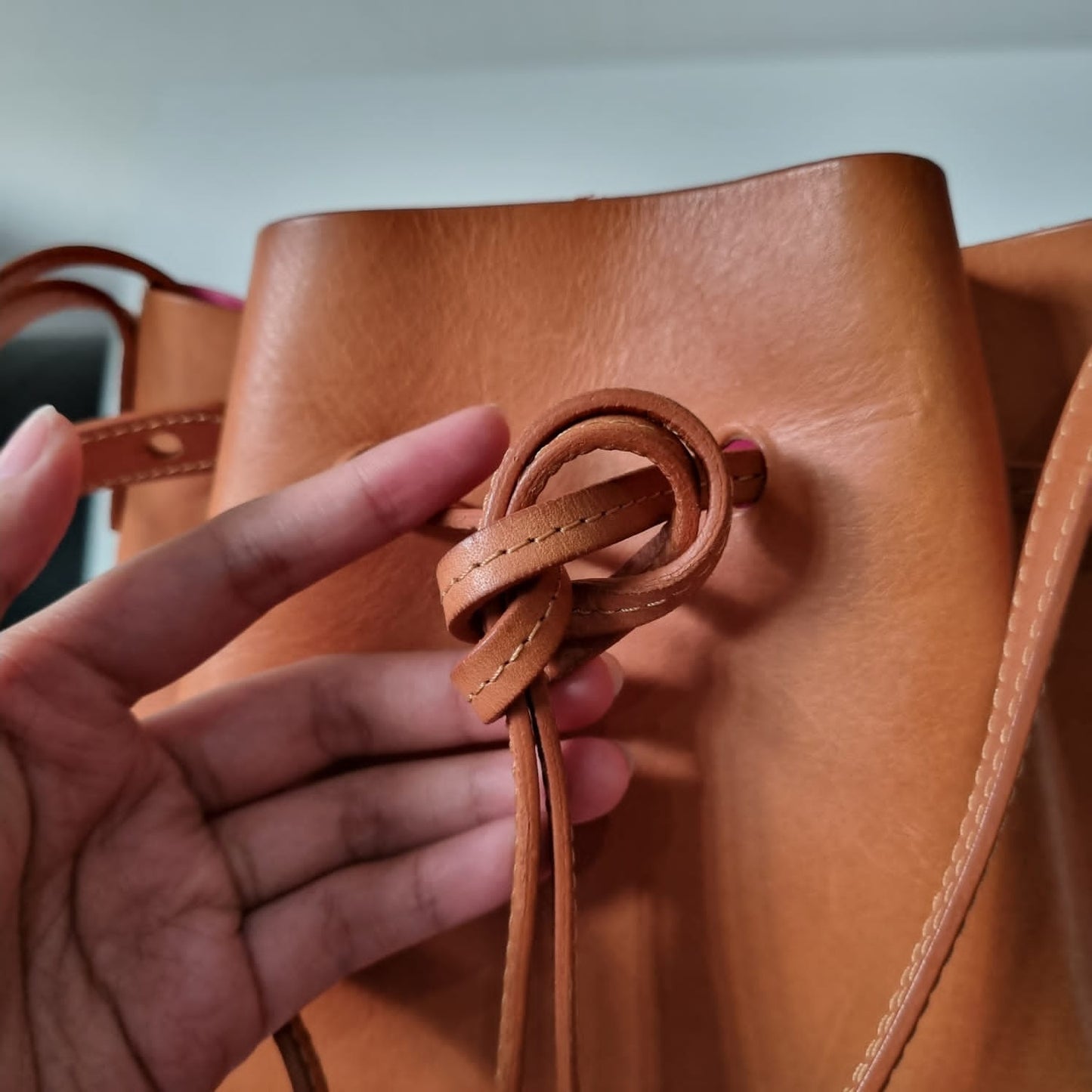 Mansur Gavriel Bucket Bag Tan Size 23x15x30