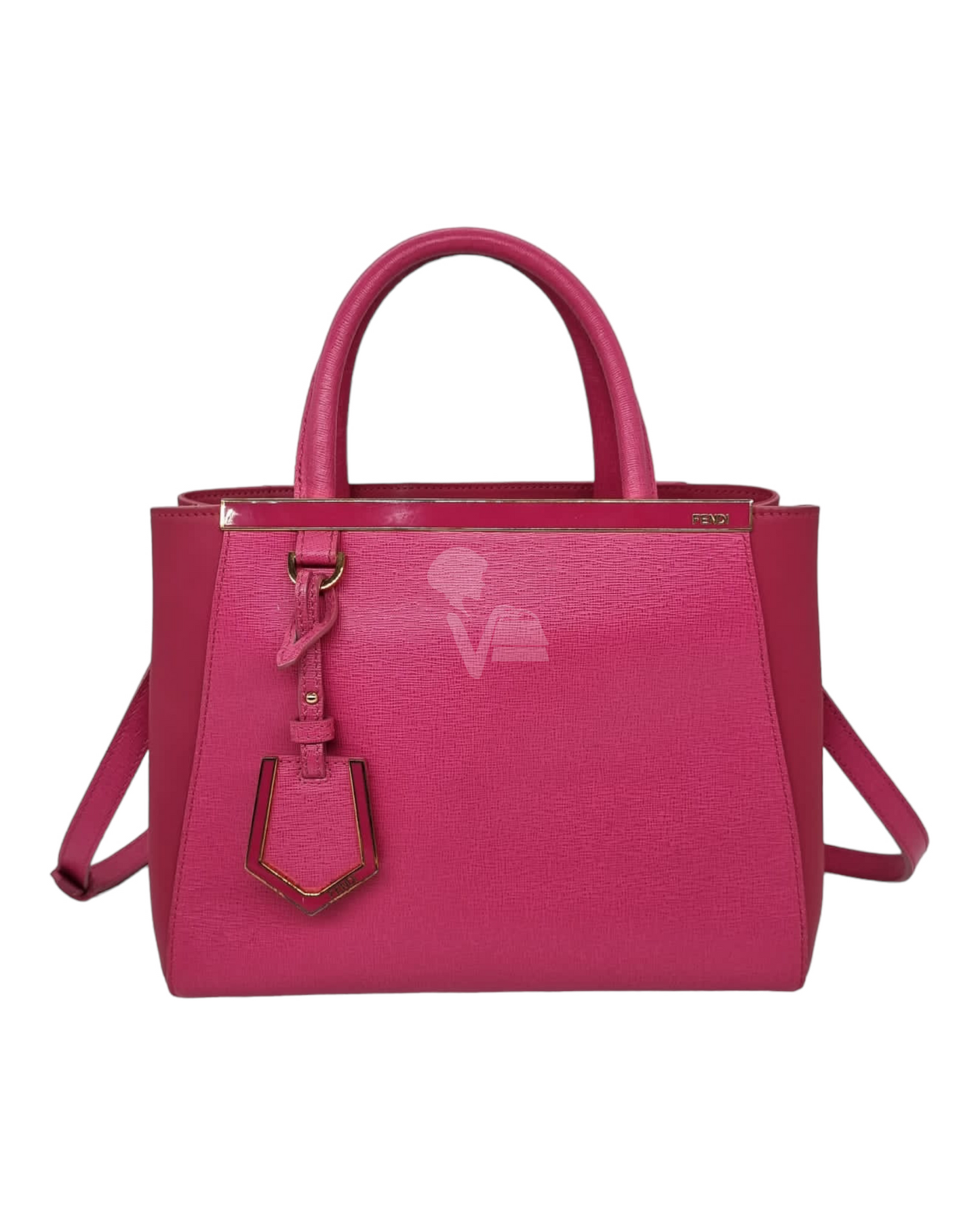 Fendi 2 Jours Grained Leather Pink 2014 Size 26x10x21