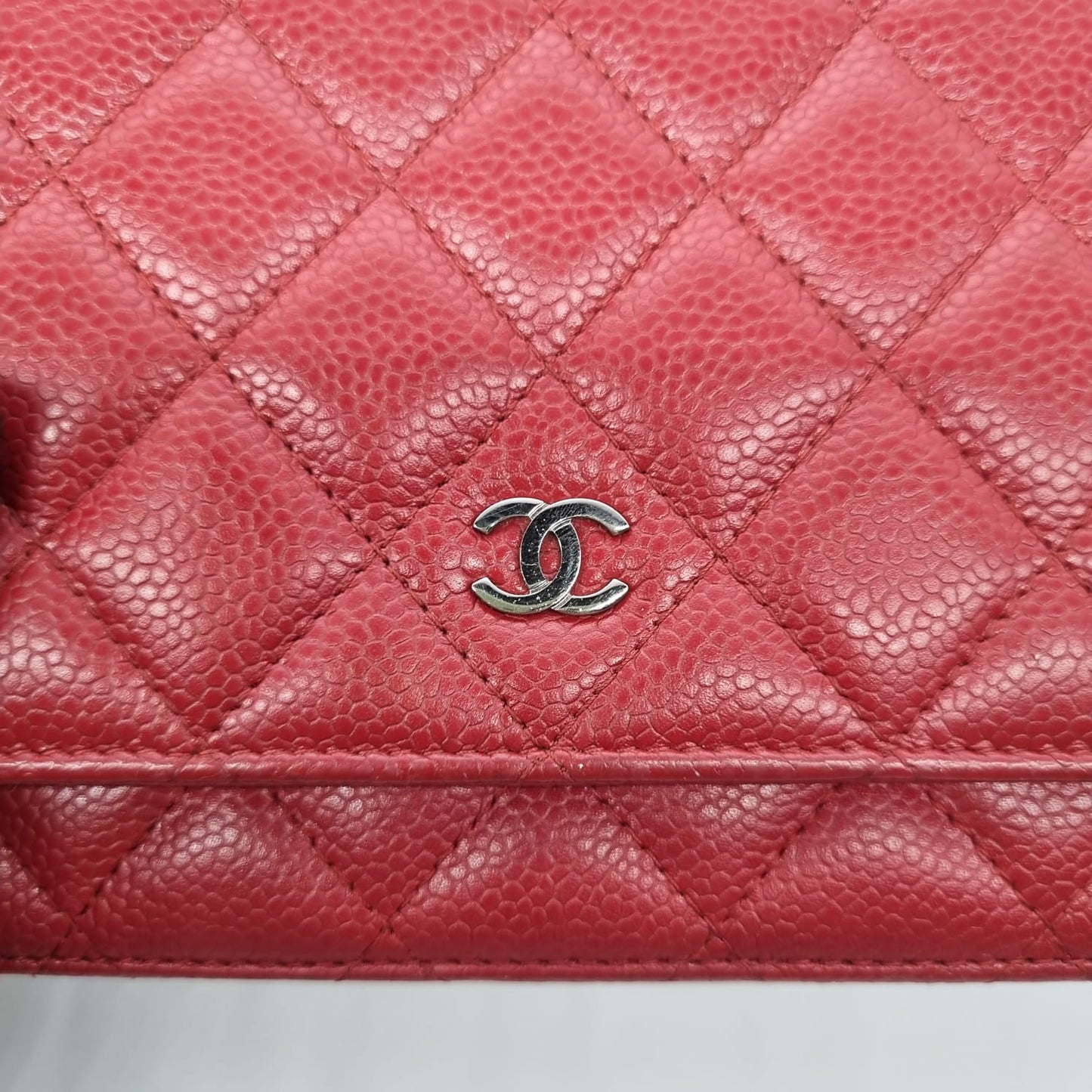 Chanel WOC Caviar Red SHW #19 Size 19x13