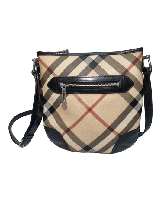 Burberry Nova Check Crossbody Bag Black Beige