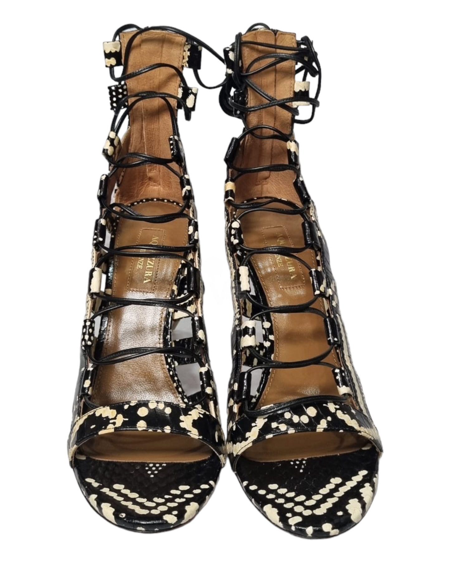 Aquazzura Snake Skin Heels Black White