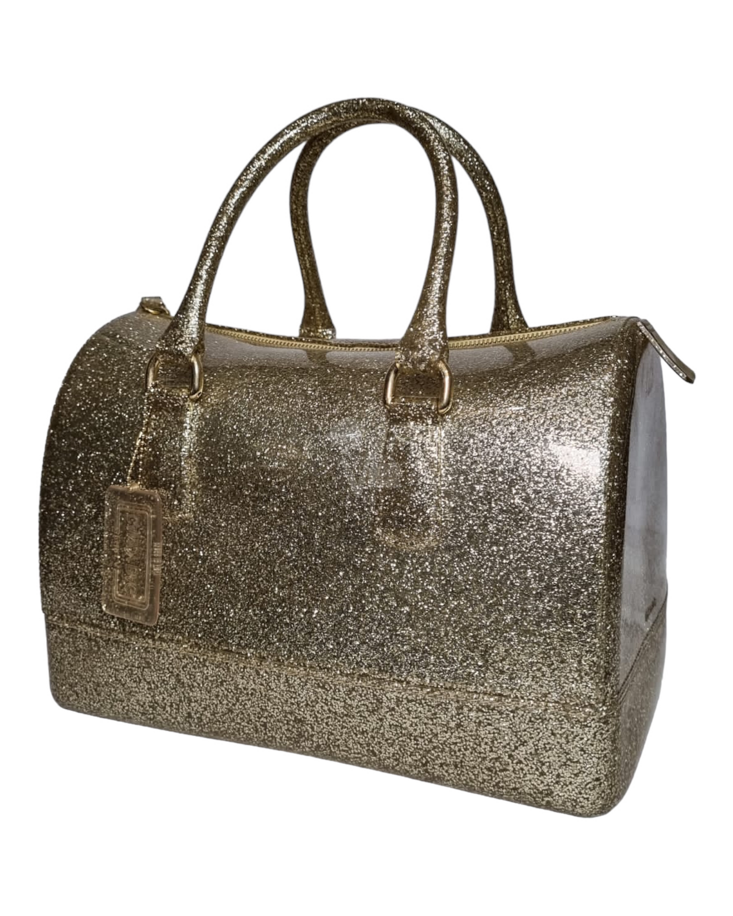 Furla Speedy Gold Glitter Candy Bag Size 30x16x19