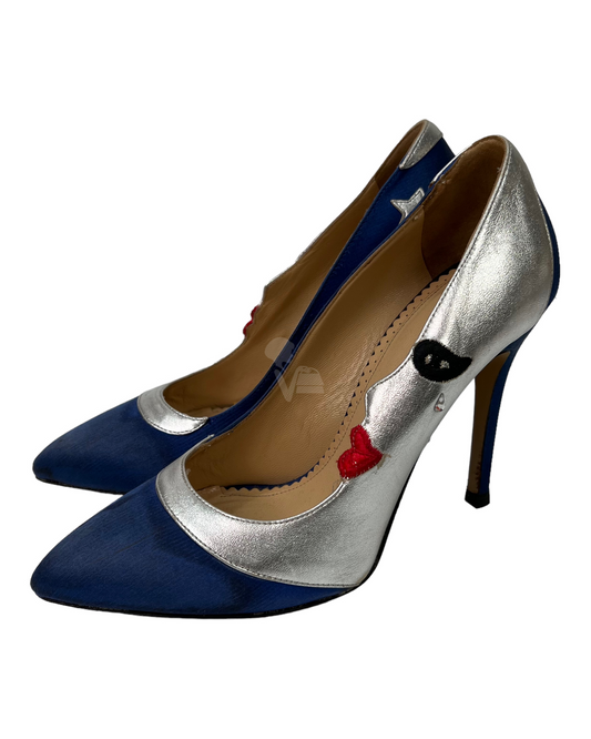 Charlotte Olympia Court Blue Heels Size 39/25