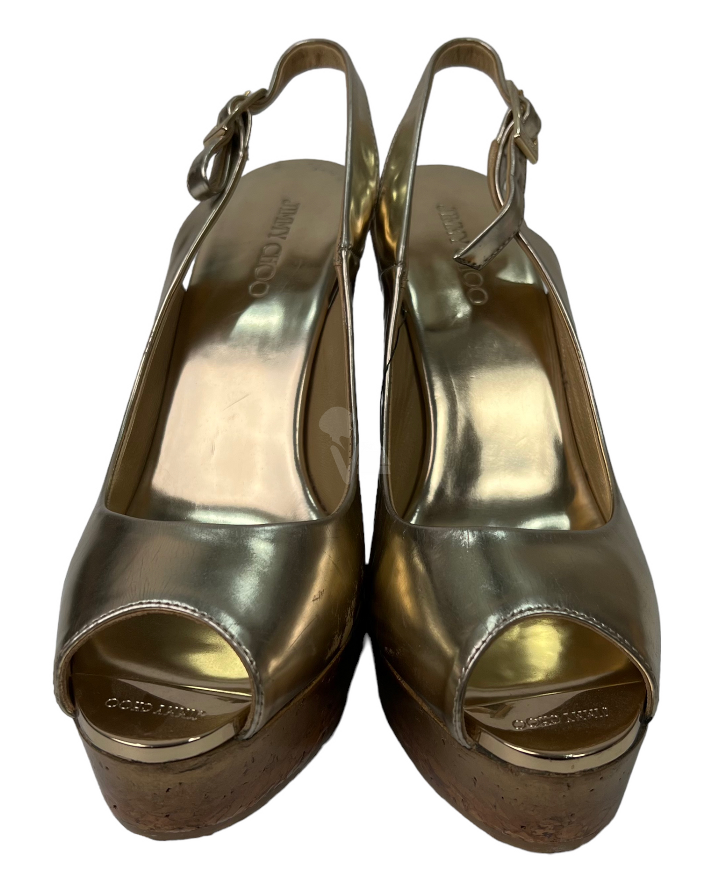 Jimmy Choo Wedges Wood Gold Size 38/25