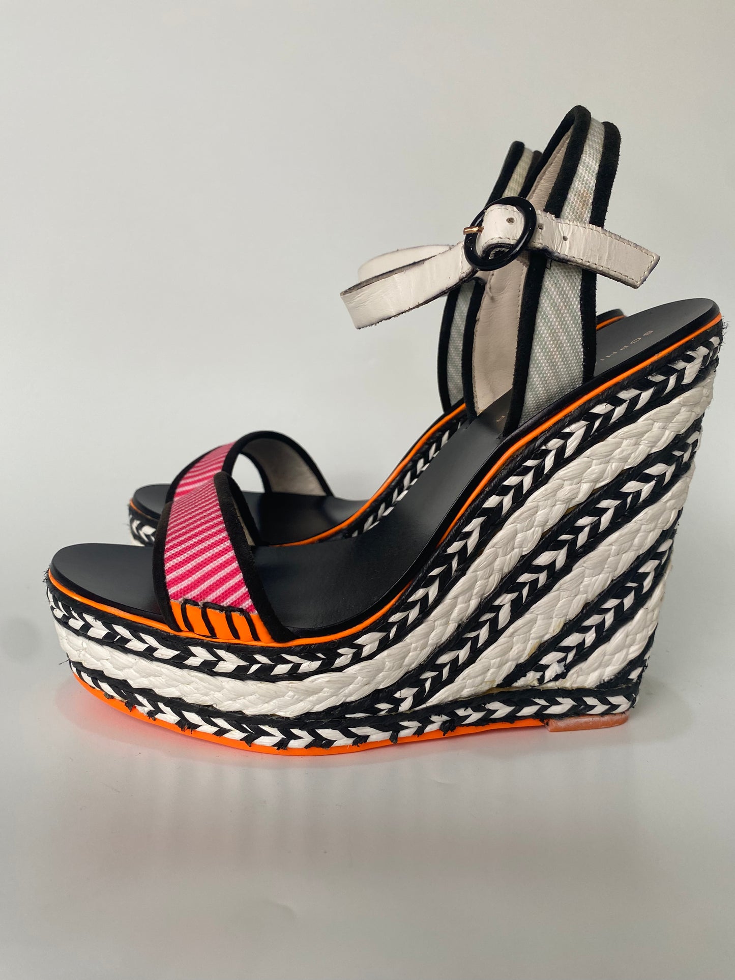 Sophia Webster Wedges White Black Pink