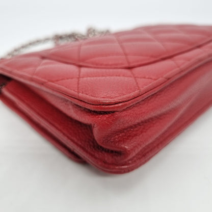 Chanel WOC Caviar Red SHW #19 Size 19x13