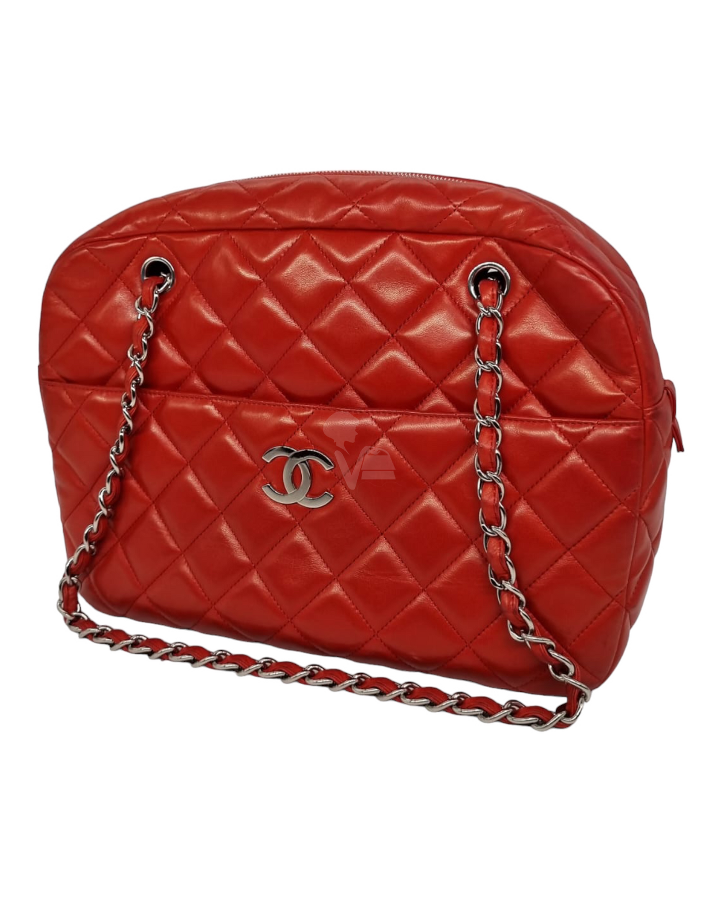 Chanel Camera Bowling Lamb Red Coral SHW #15