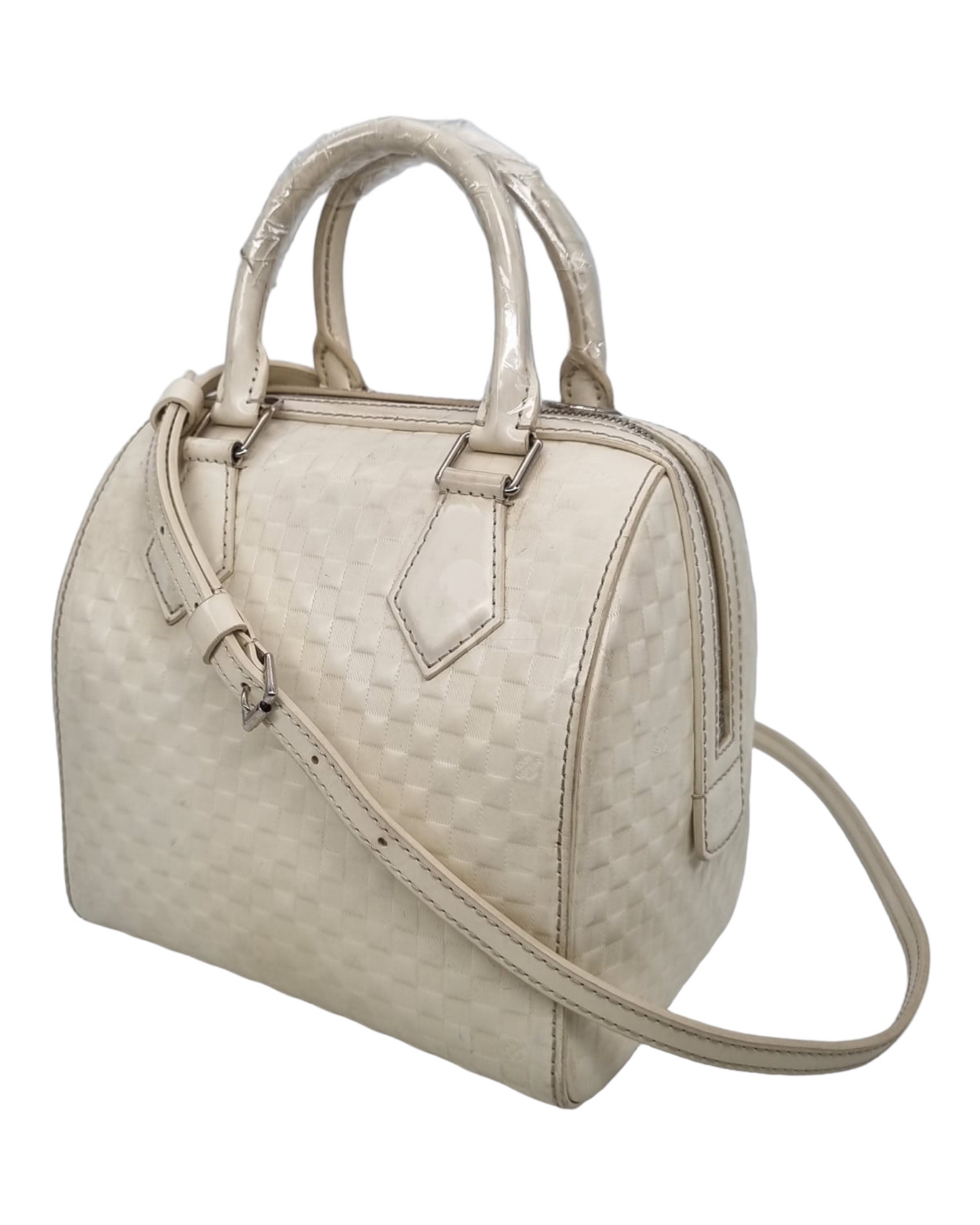 Louis Vuitton Damier Faccete Speedy Cube Ivory 2013 Size 20x11x24