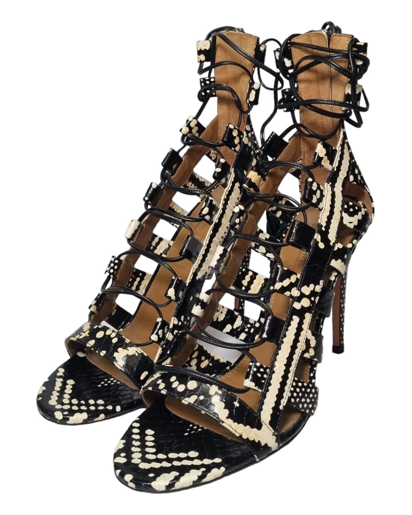 Aquazzura Snake Skin Heels Black White