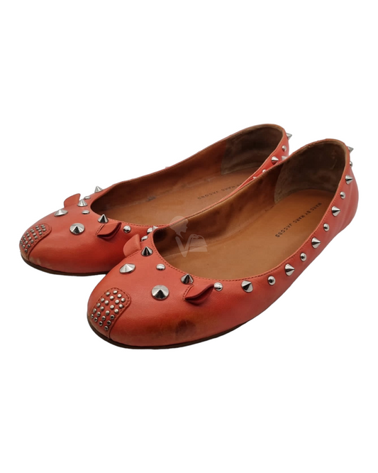 Marc by Marc Jacobs Ballerine Leather Orange Studed Size 41/27