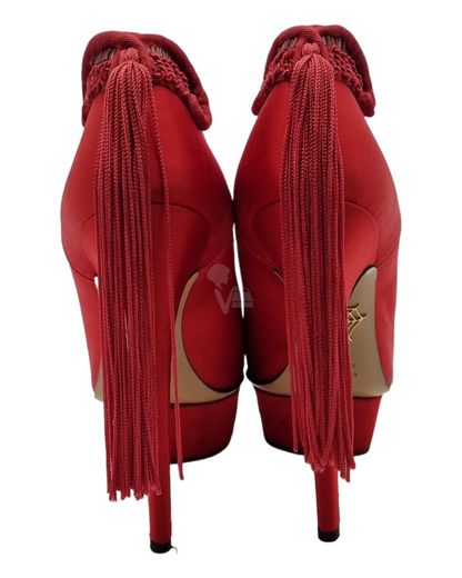 Charlotte Olympia Heels Red Satin Size 37,5/24