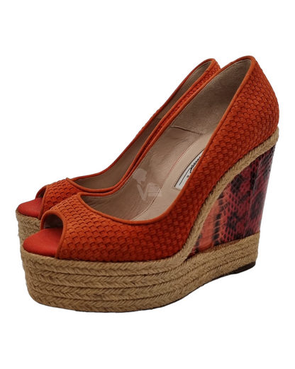 Brian Atwood Orange Snakeskin Size 38/23