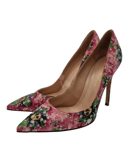 Gianvito Rossi Pink Floral Print Heels Size 38/24,5