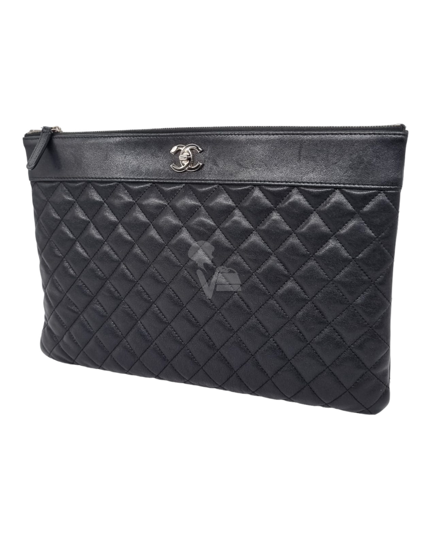 Chanel O Case Quilted Lambskin Black #23 Size 34x23