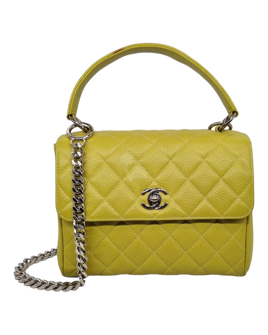 Chanel Top Handle Caviar Green Lime SHW #4 Size 20x8x17