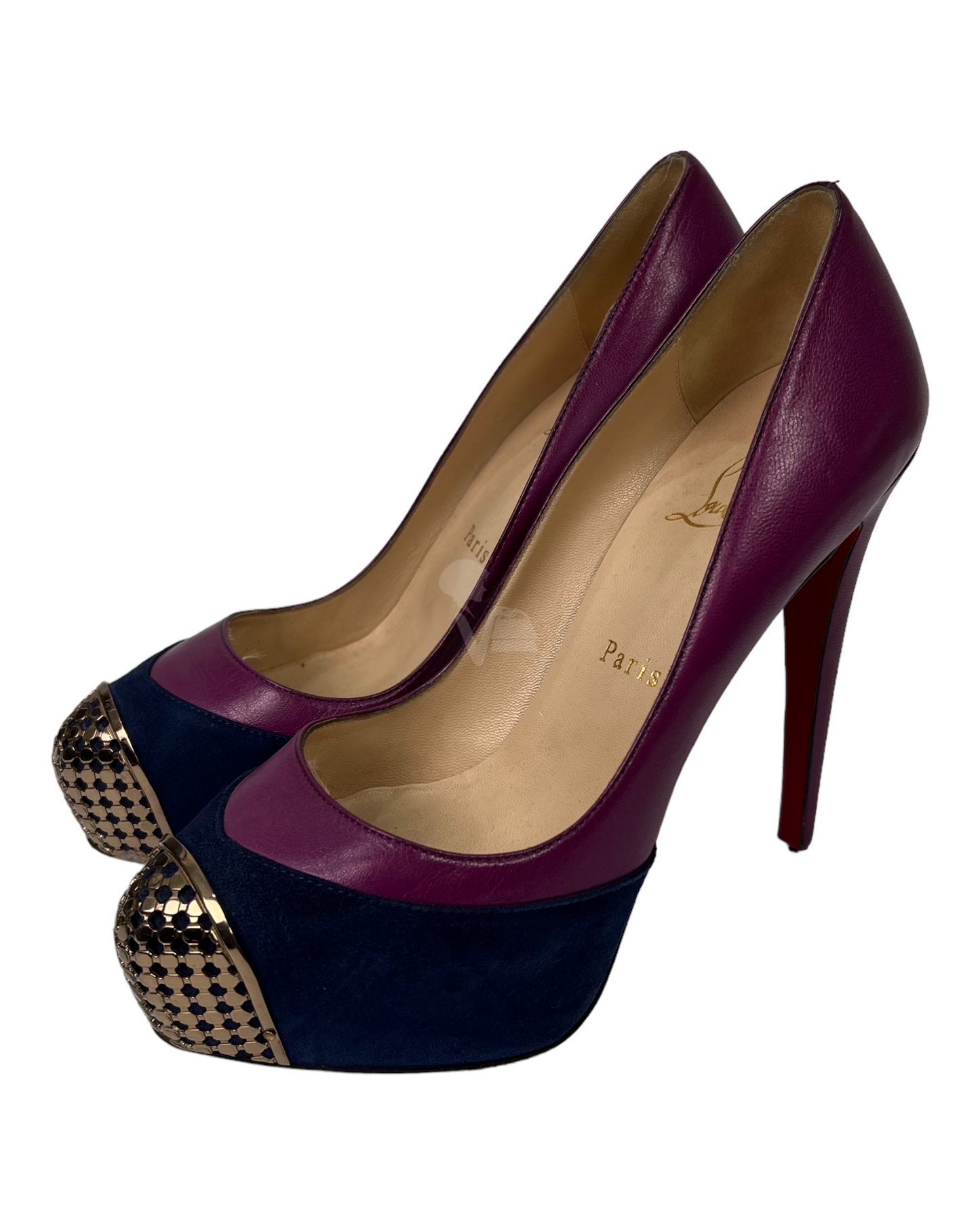 Christian Louboutin Heels Patent Purple Blue Two Tone Size 37,5/24