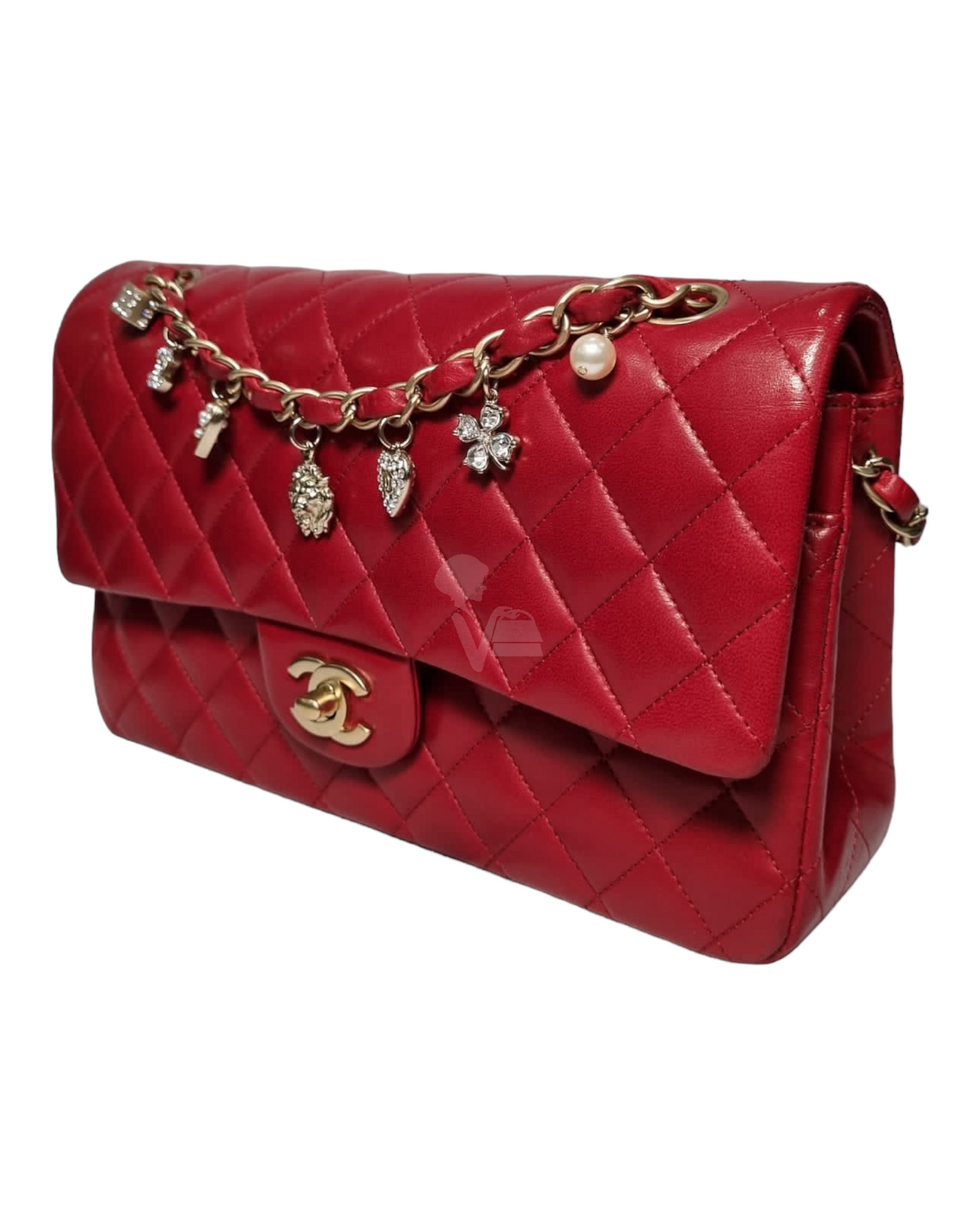 Chanel Classic Glazed Calfskin Double Flap Red #14