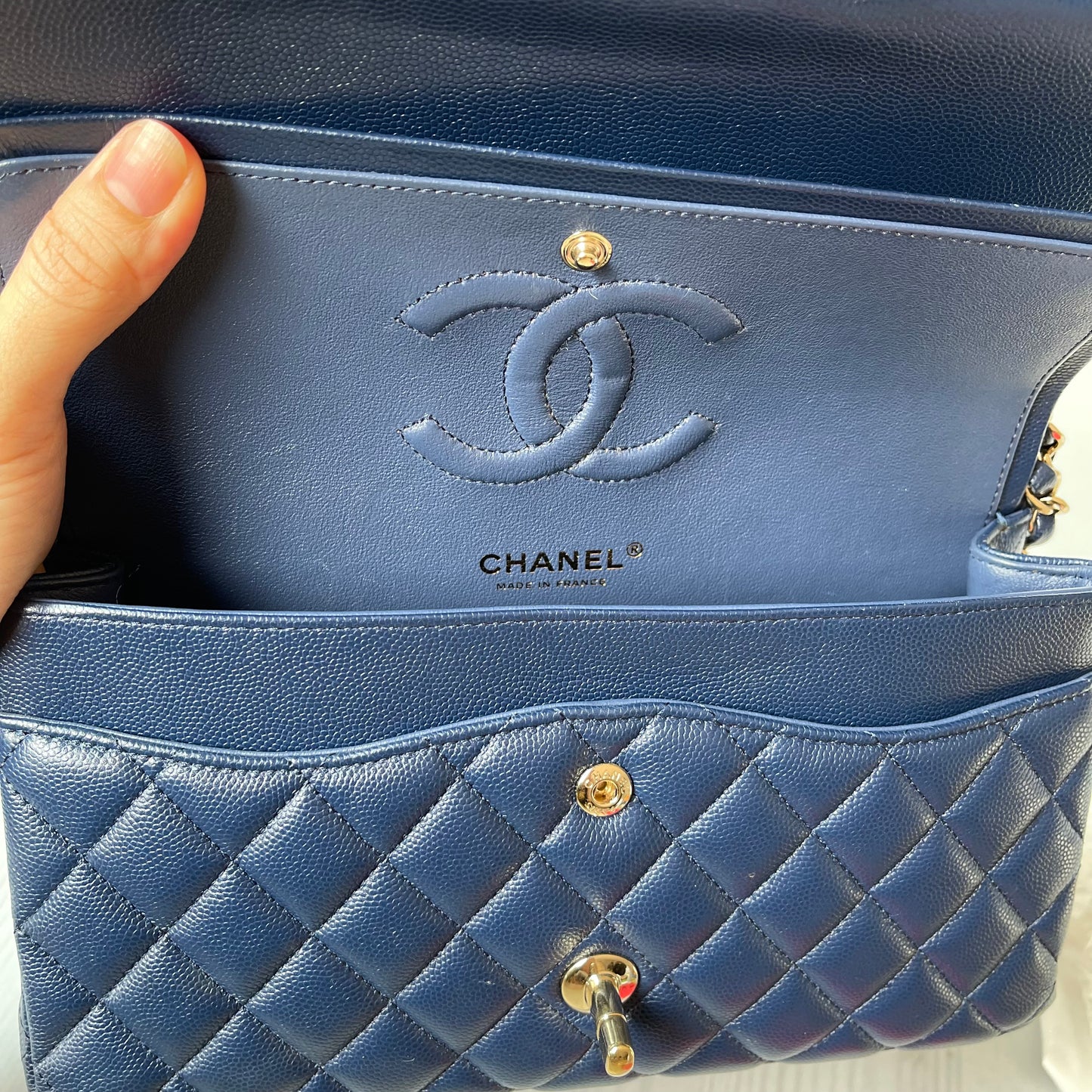 Chanel Classic Dark Blue Caviar #24