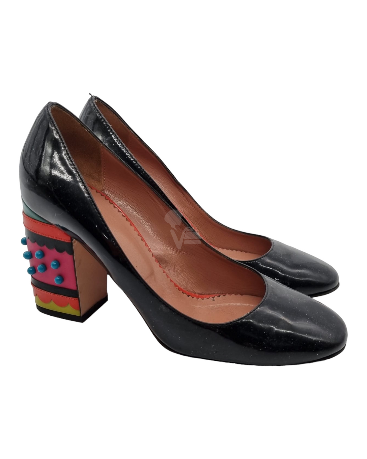 Valentino Heels Patent Black Red Size 38