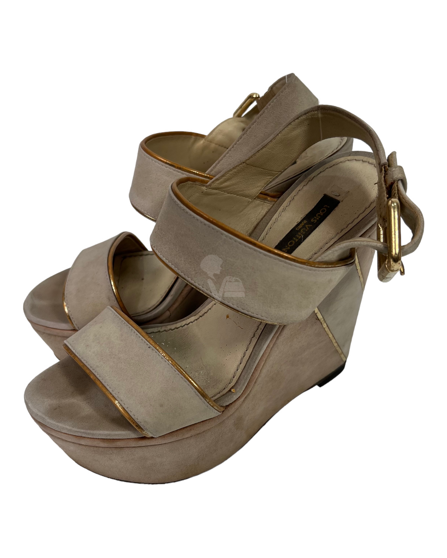 Louis Vuitton Wedges Suede Ash Grey