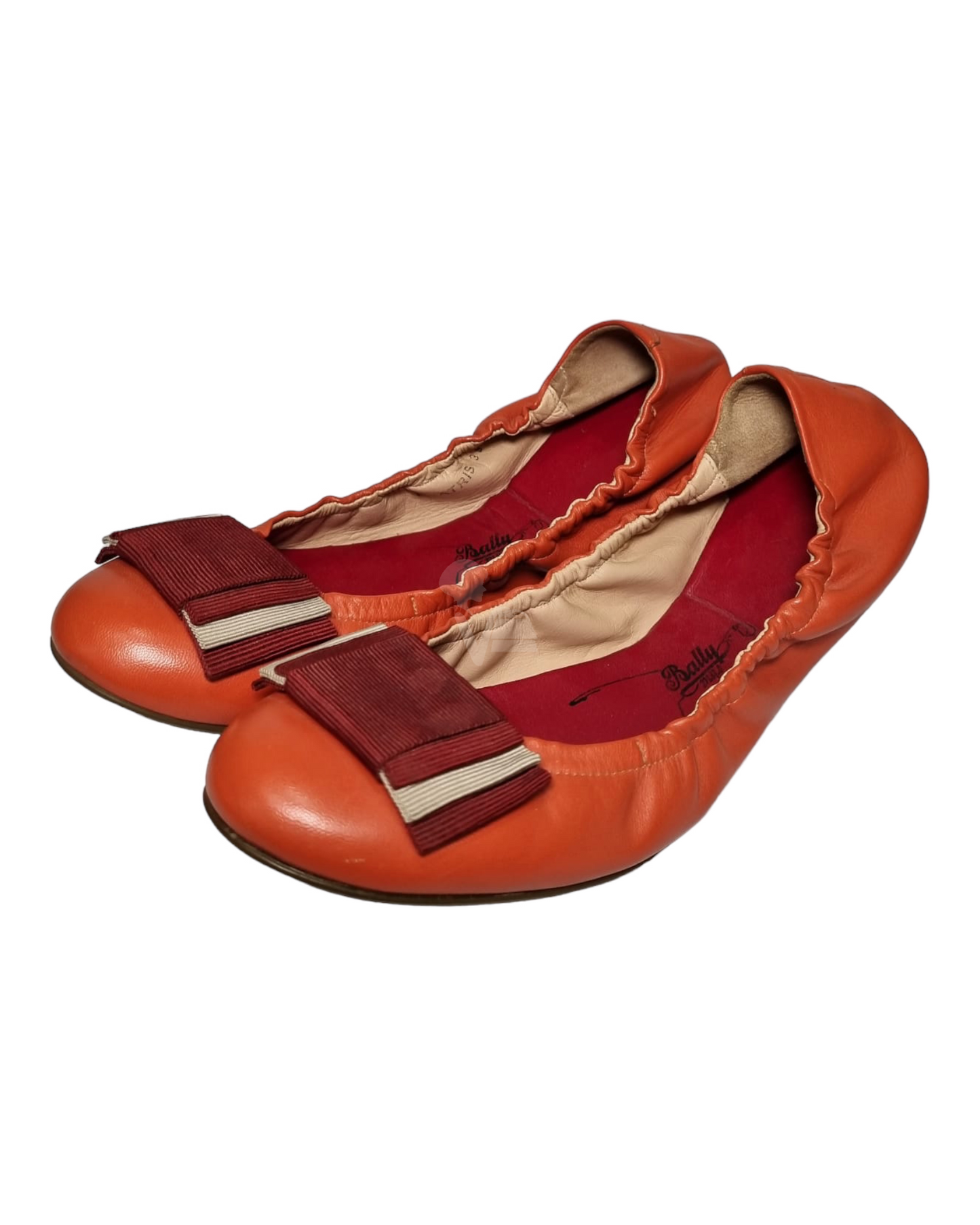 Bally Ballerina Leather Orange Red