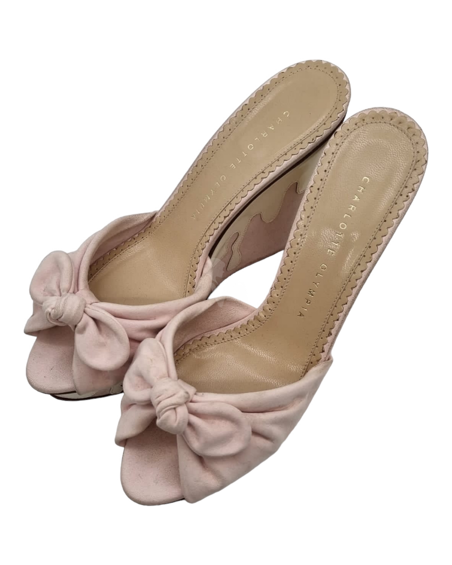 Charlotte Olympia Pink Wedges Suede Size 37,5/24