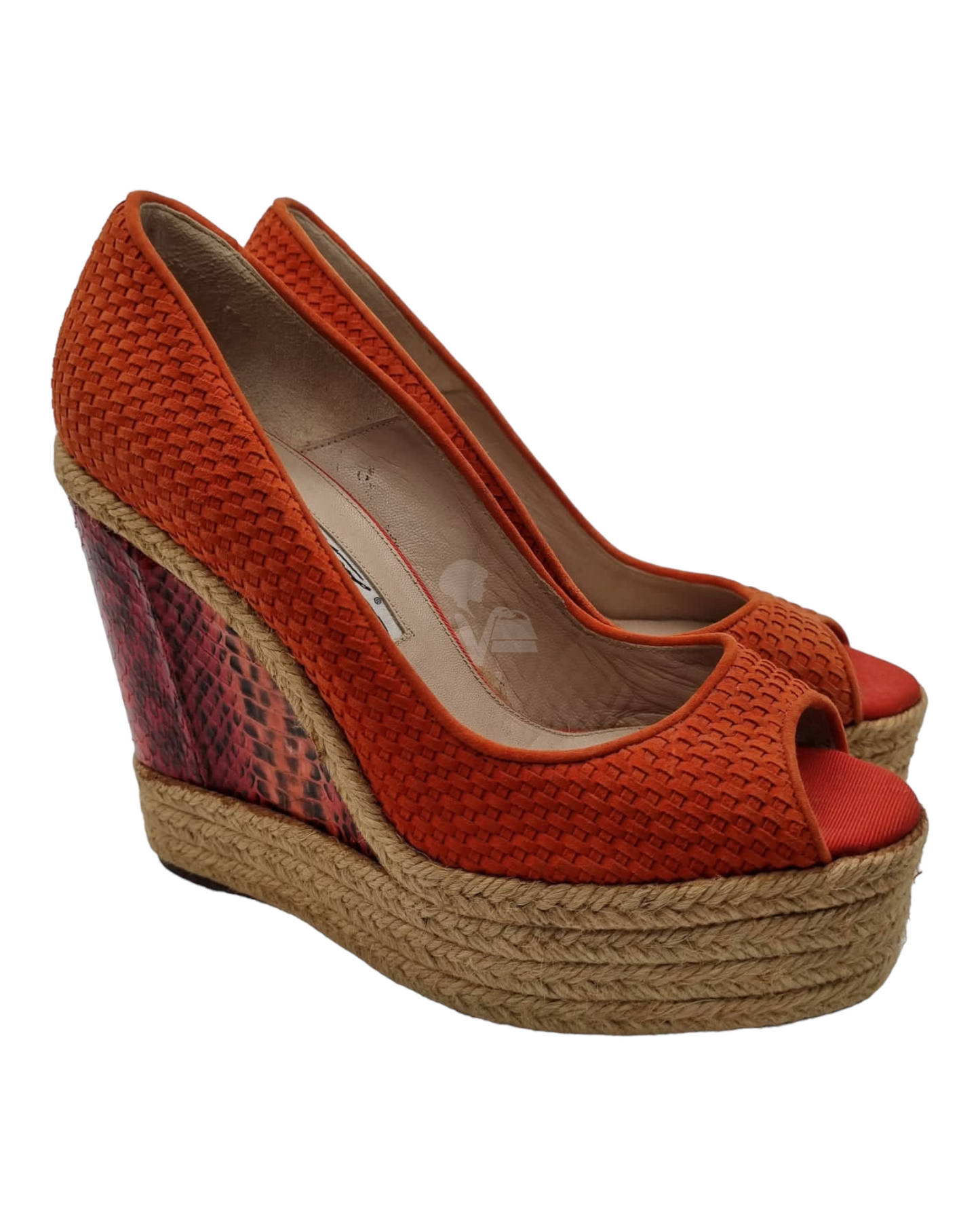 Brian Atwood Orange Snakeskin Size 38/23