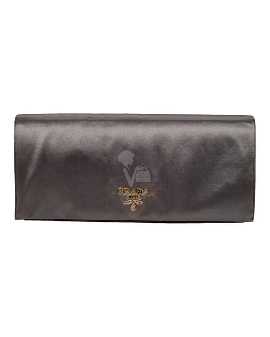 Prada Raso Satin Clutch Grey Ardesia 2007 Size 32x15