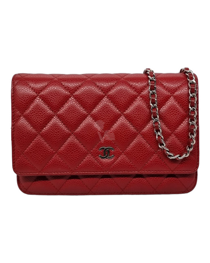 Chanel WOC Caviar Red SHW #19 Size 19x13