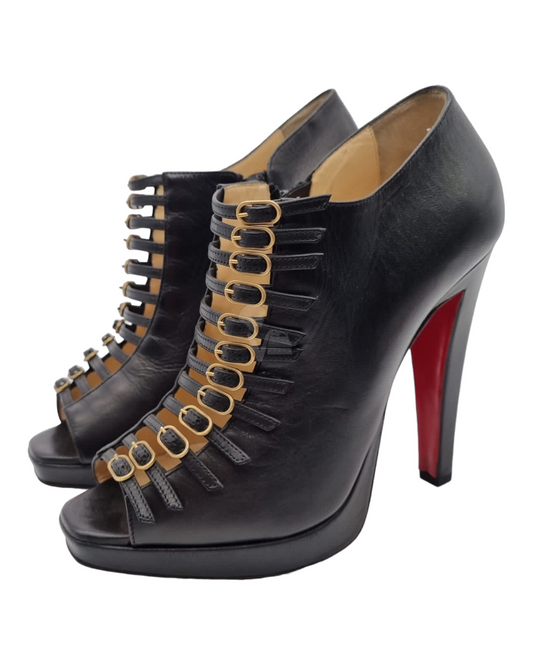 Christian Louboutin Open Toe Heels Black Size 39/25,5