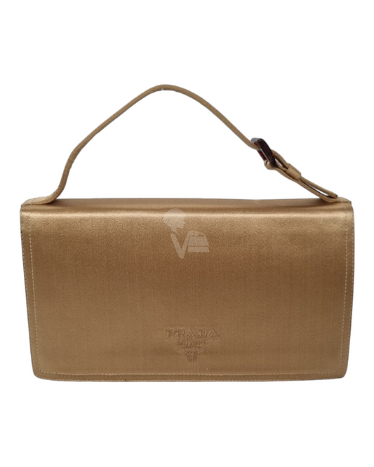 Prada Clutch Satin Gold Size 22x4x12