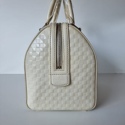 Louis Vuitton Damier Faccete Speedy Cube Ivory 2013 Size 20x11x24