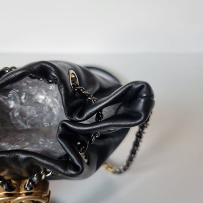 Chanel Gabrielle Python Bucket Bag Black #25