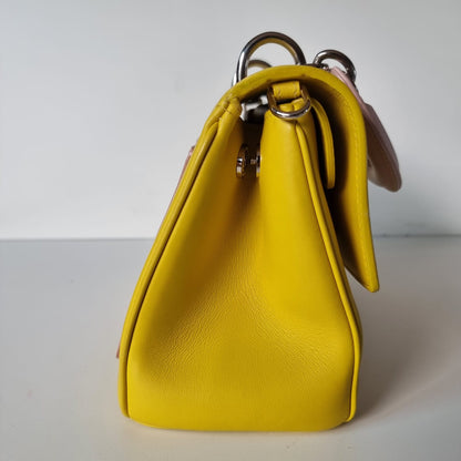 Dior Be Dior Mini Flap Handbag Yellow Pink 2015 Size 20x10x18