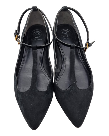 Tory Burch Flat Shoes Black Suede Size 7,5M/25,5 (Dari Ujung)