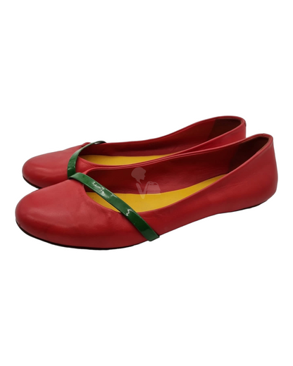 Bally Flatshoes Red Line Green