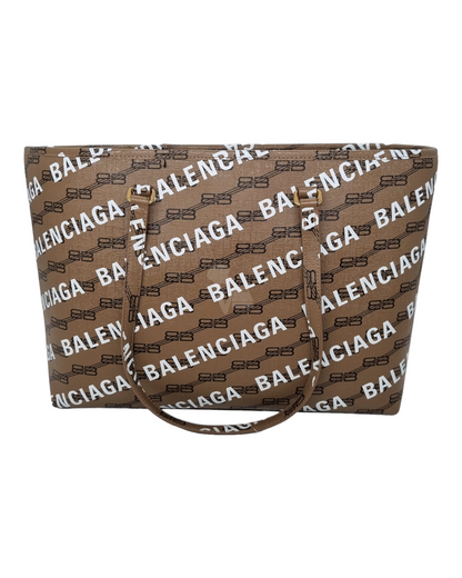 Balenciaga Signature BB Canvas Tote Bag Brown #O