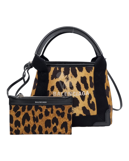 Balenciaga Cabas Black Leopard Canvas Bag 2021 Size 25x8x19