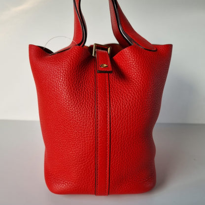 Hermes Picotin 18 Red Tomato Clemence #Y 2020 Size 18x13x18