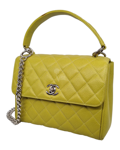 Chanel Top Handle Caviar Green Lime SHW #4 Size 20x8x17