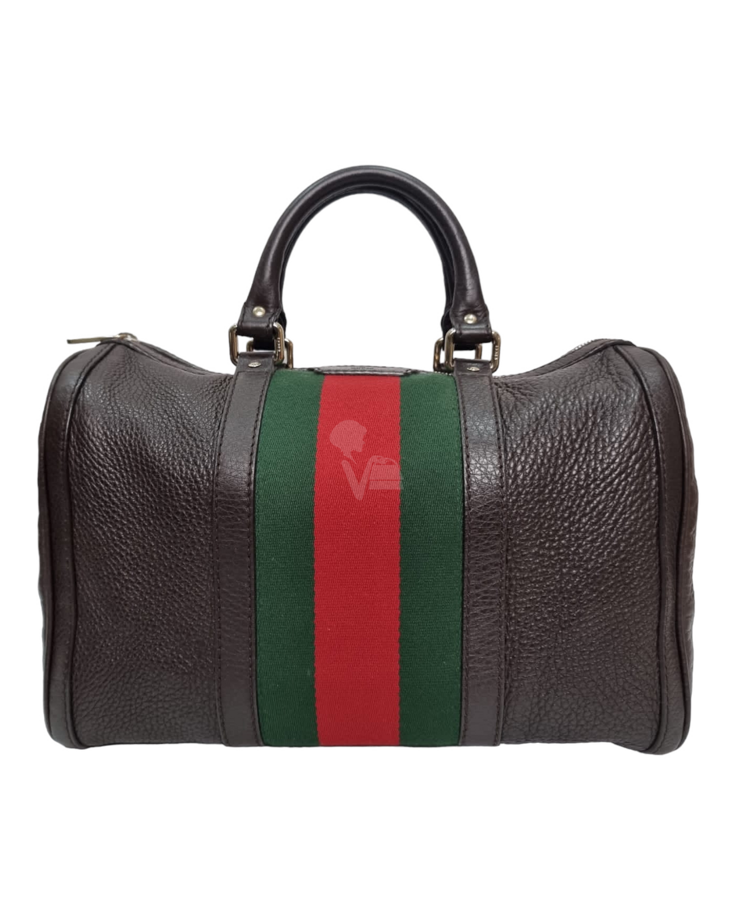 Gucci Boston Duffle Bag Leather Dark Brown