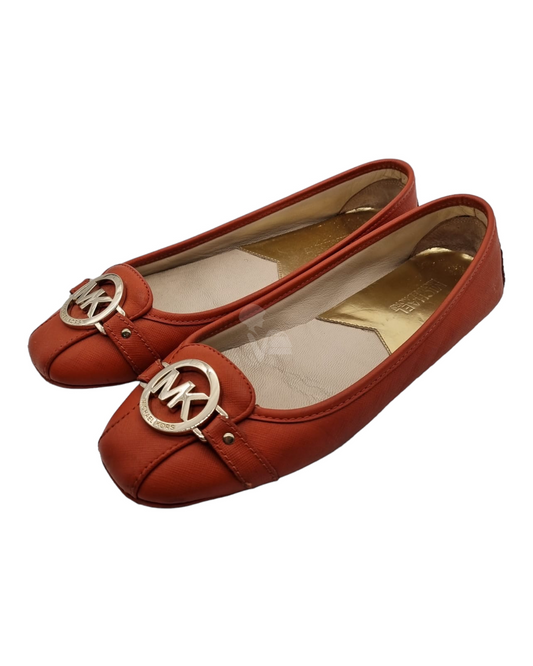 Michael Kors Fulton Flat Shoes Orange Size 9M/26