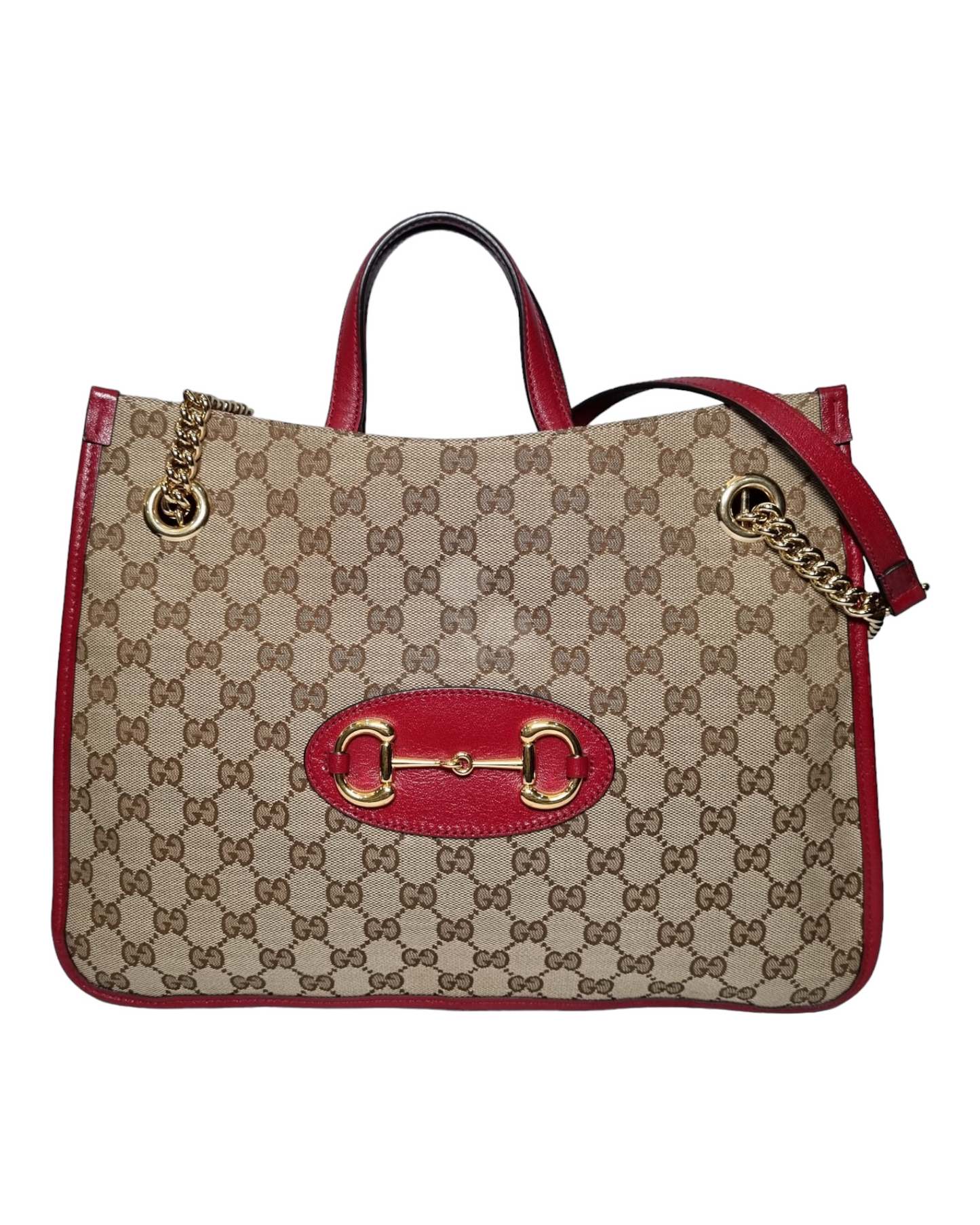 Gucci Horsebit Tote Bag Canvas Red