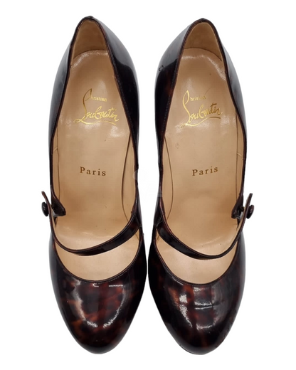 Christian Louboutin Bianca Patent Brown Black Size 37,5/24