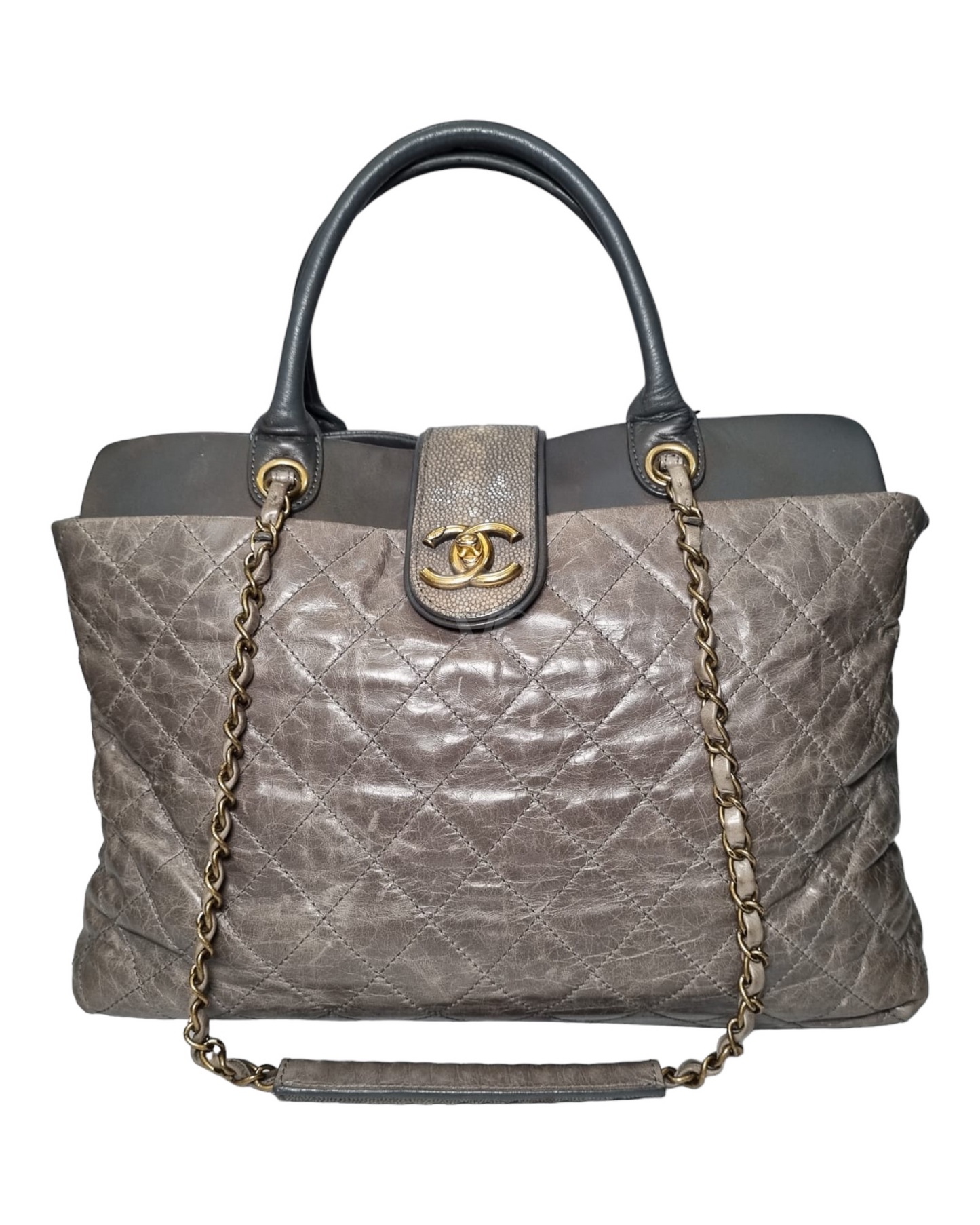 Chanel Stingray Bindi Medium Calfskin Tote Grey #16