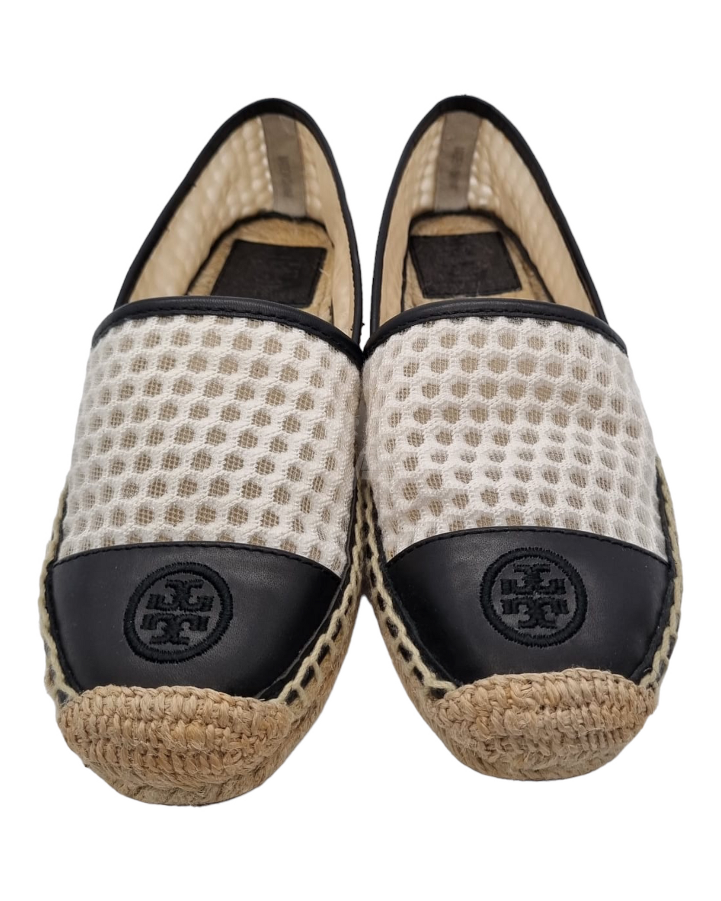 Tory Burch Espa Black White Jaring Size 5M/22,5